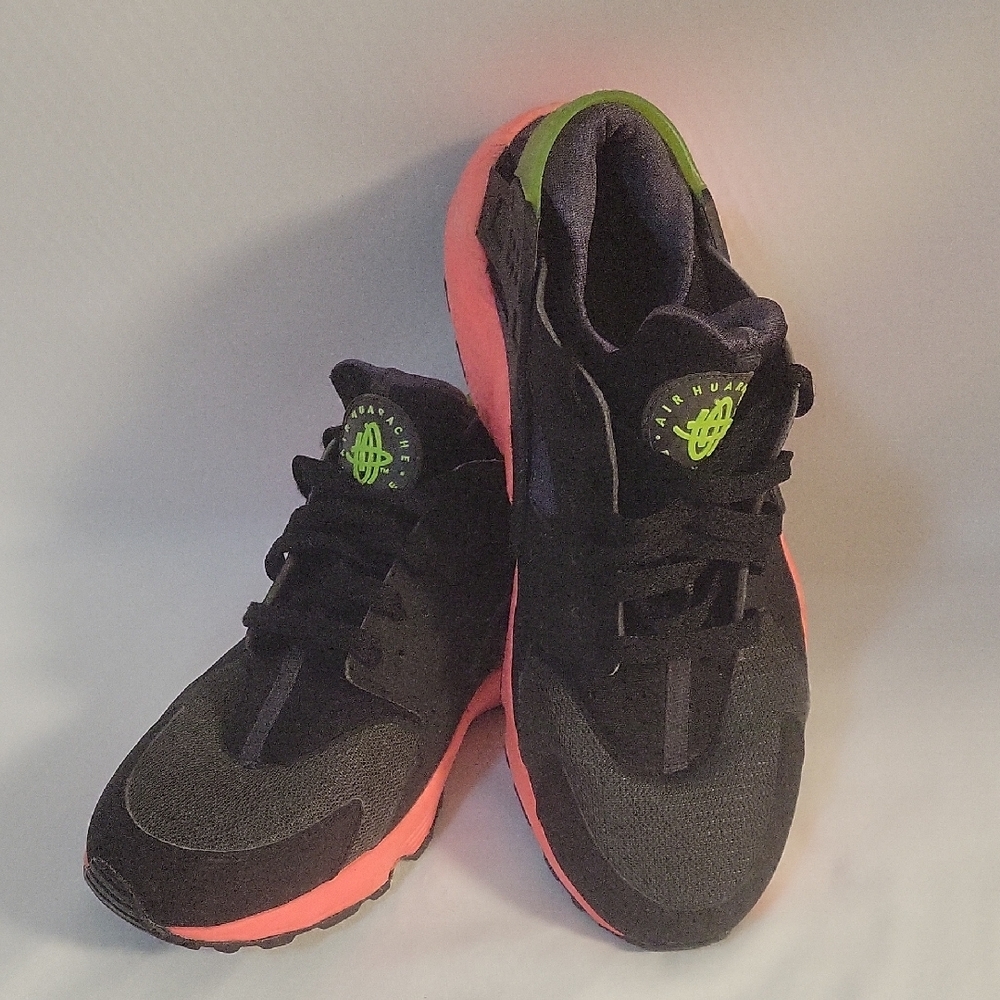 Women's Black and Neon Athletic Shoes